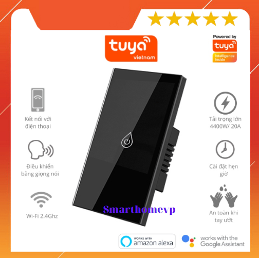 Công tắc thông minh wifi 20A công suất cao, dùng cho bình nóng lạnh, điều hòa điều khiển từ xa qua app tuya/smartlife