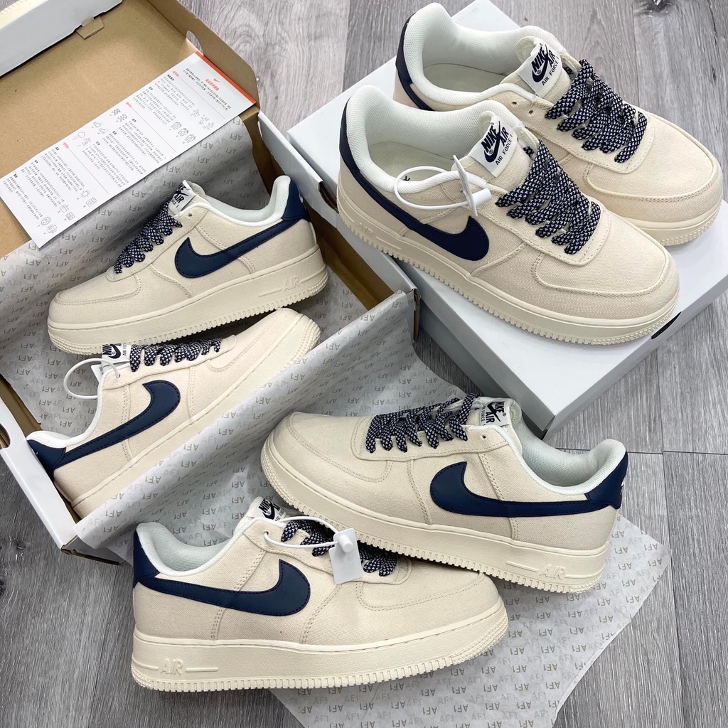 Giày Air Force 1 Low Canvas Navy, Giày Thể thao AF1 Canvas vệt xanh hàng cao cấp