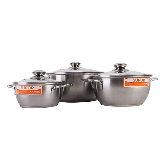 Bộ nồi 3pcs supor - inox
