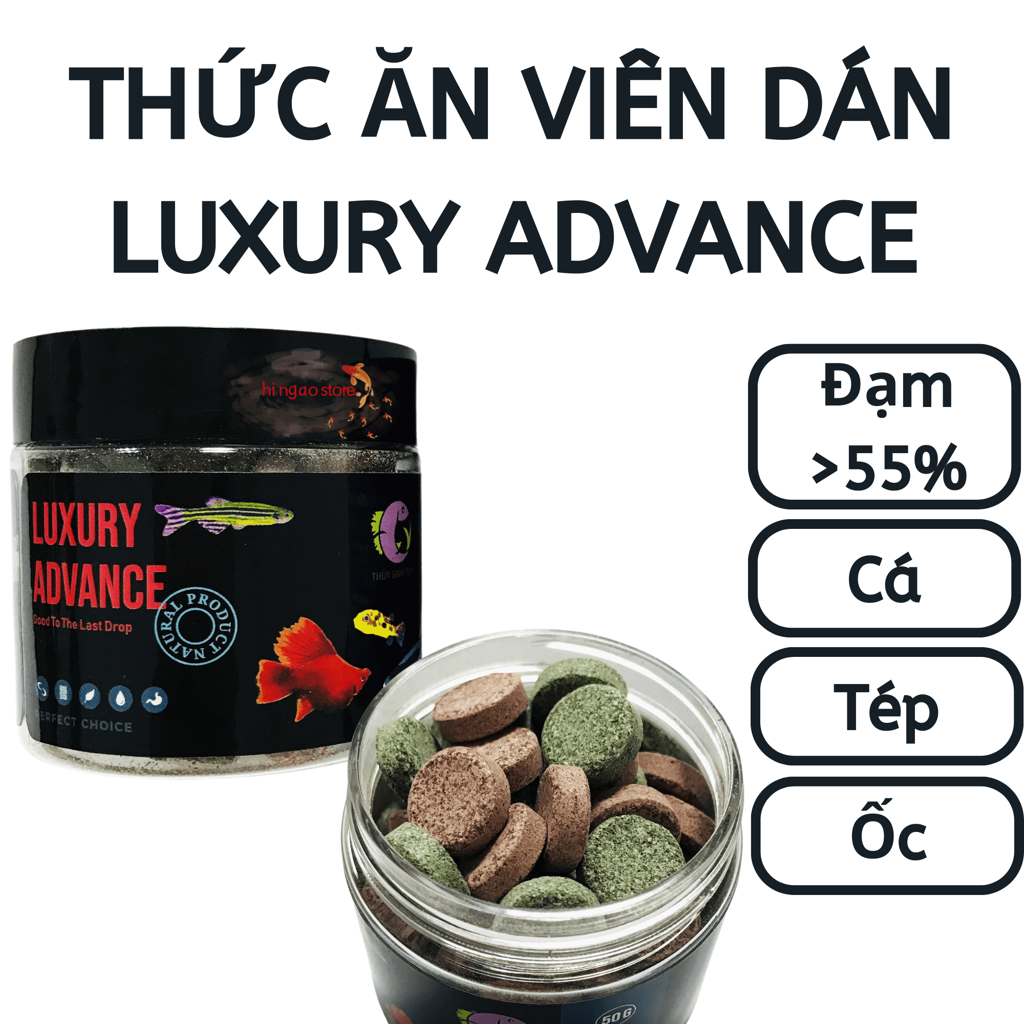Cám viên dán hồ LUXURY ADVANCE - Thức ăn cho cá, tép, ốc | Hingaostore.