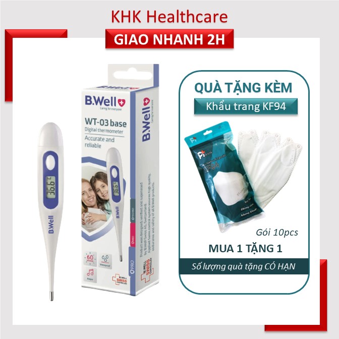 Nhiệt kế kẹp nách B.Well WT-03 đầu cứng đo nhanh trong 60 giây, chính xác, nhập khẩu từ Thụy Sỹ