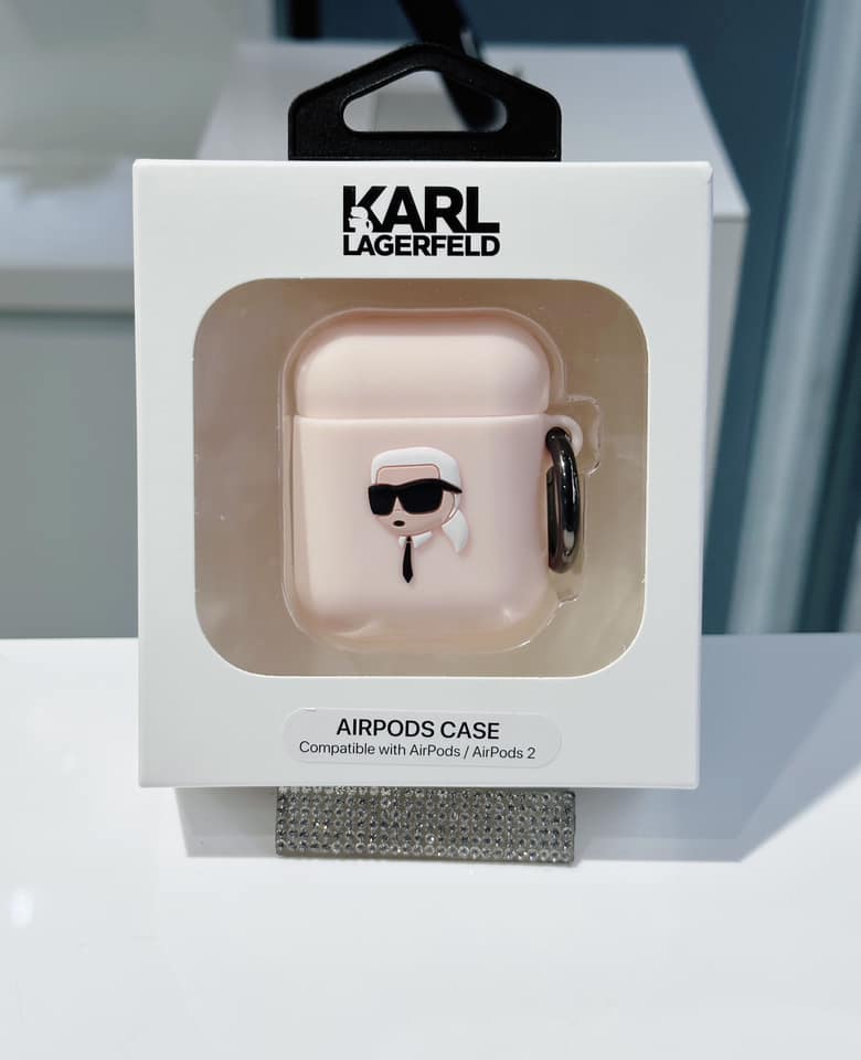 Vỏ airpods 2 karl lagerfeld hình ông già màu hồng silicon