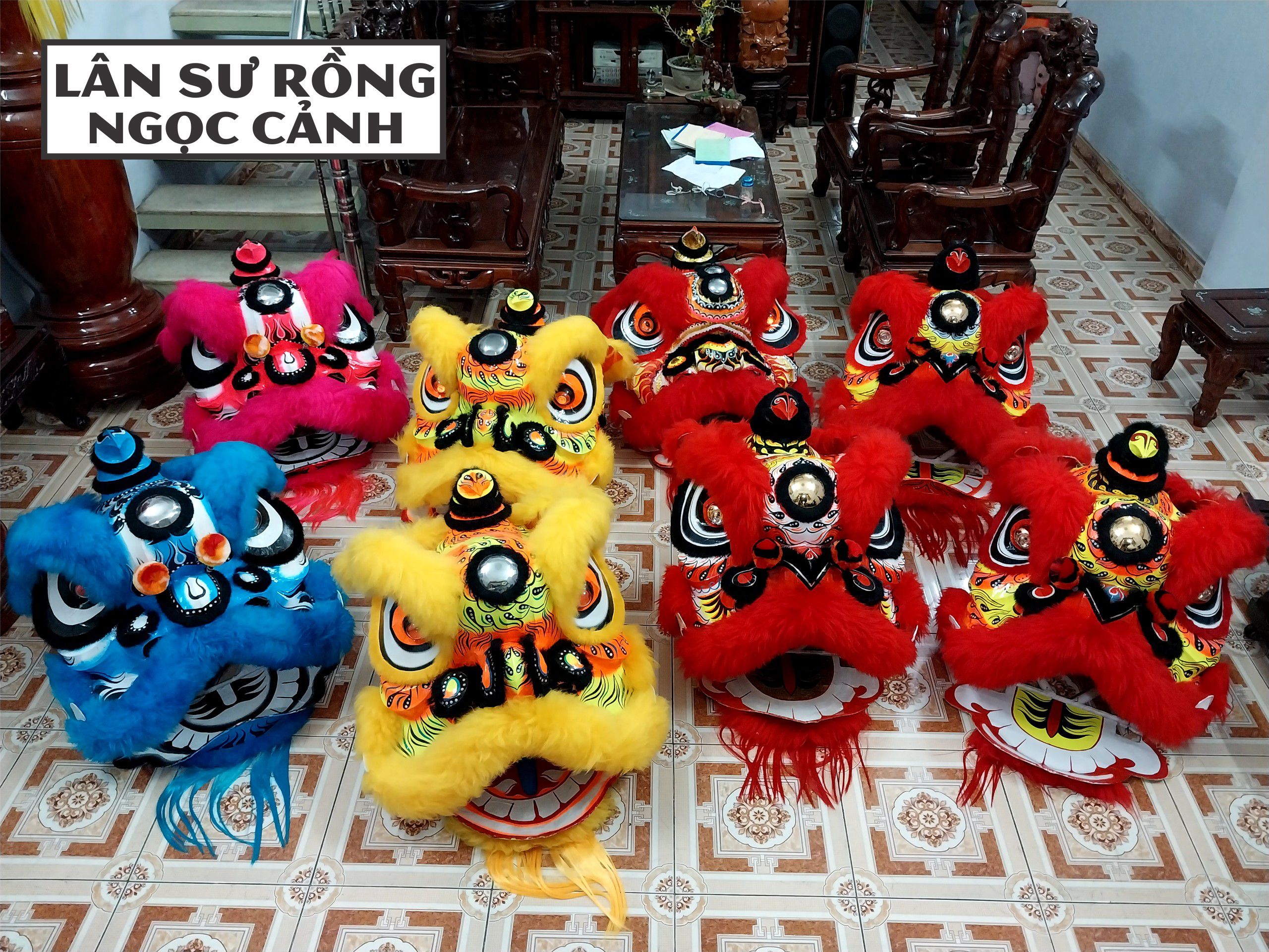 Đầu lân sư rồng cỡ lớn lông cừu