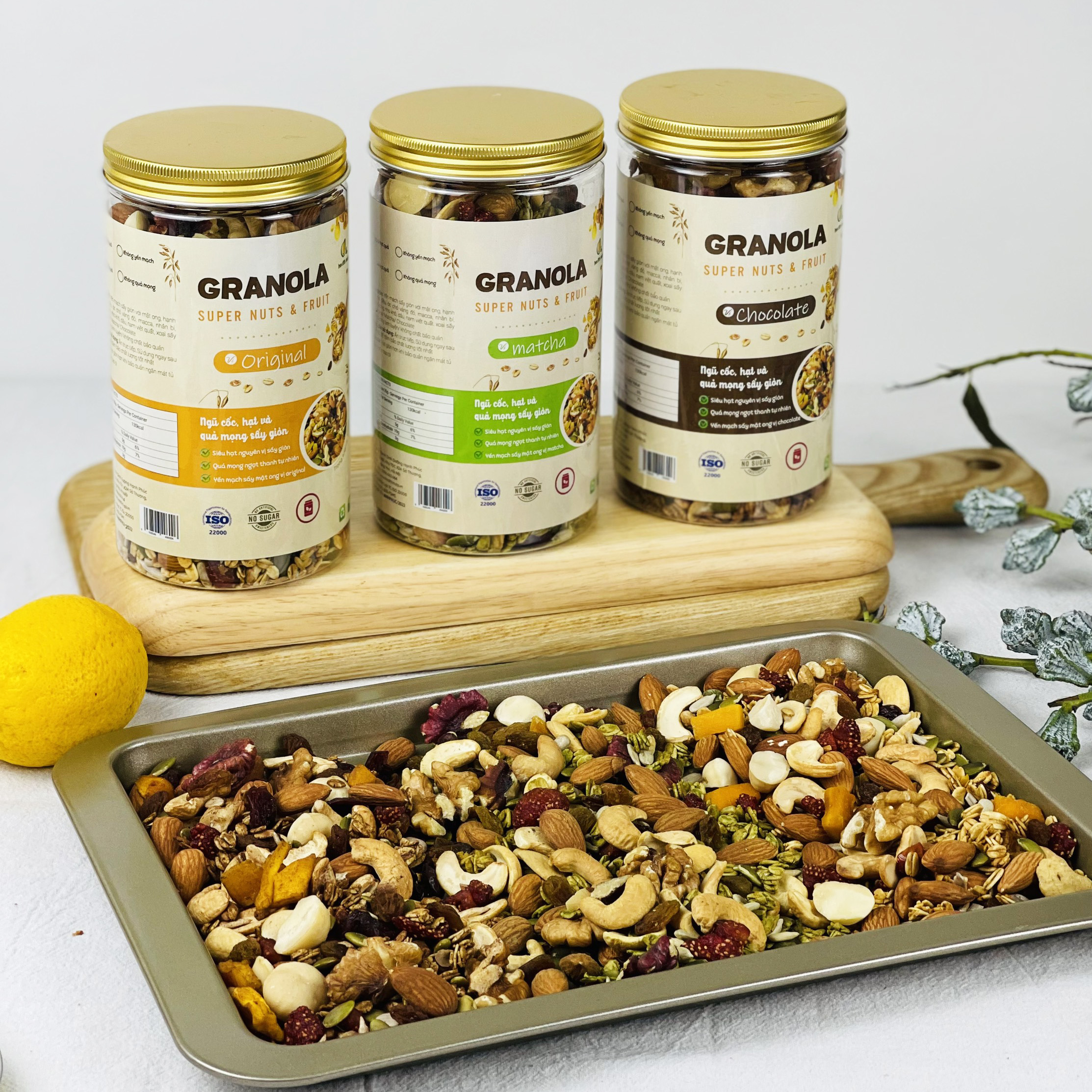 Ngũ cốc Granola siêu nhiều Hạt Quả 500g. 4 hương vị matcha, chocolate, không yến mạch