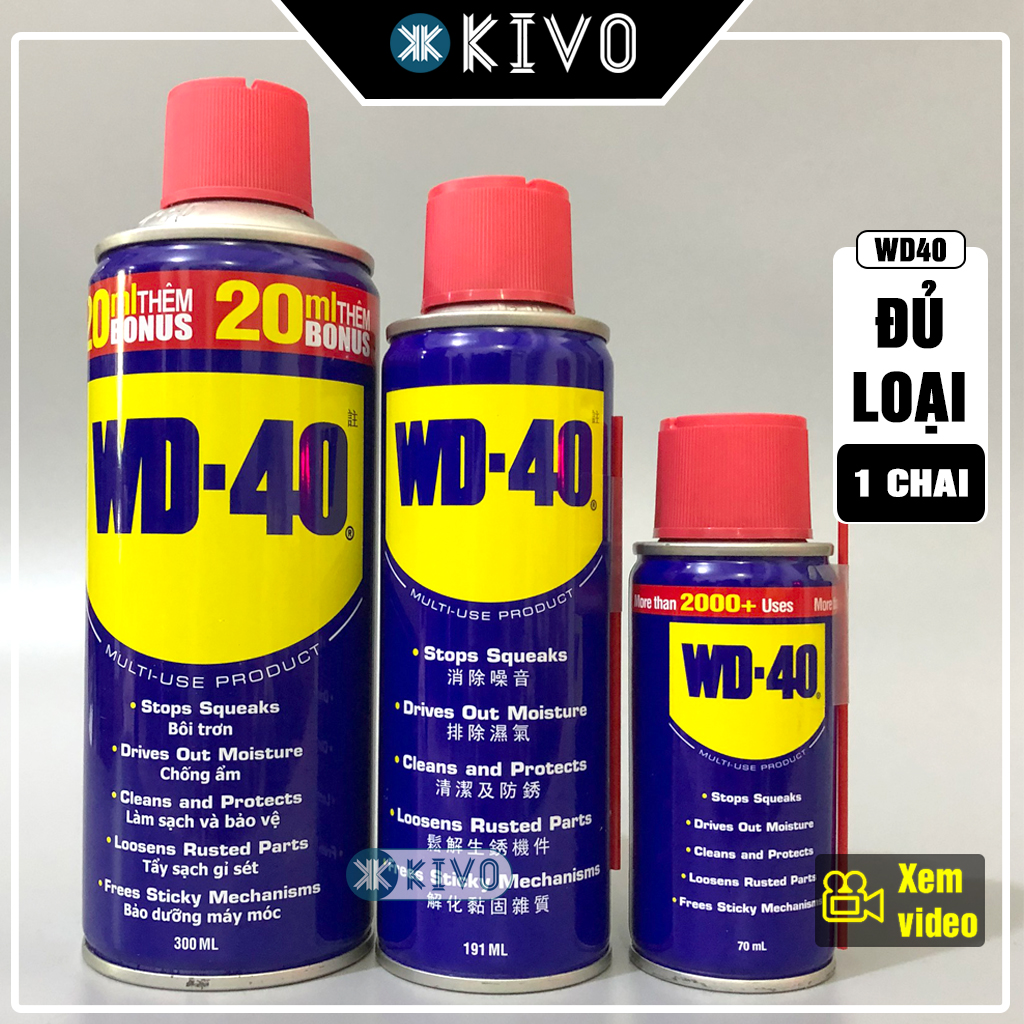 Chai Xịt Chống Rỉ Sét Sên Xe Máy WD40 300ml - Chai Xịt Vệ Sinh Sên Xe - Bình Xịt Bôi Trơn Xích Xe, Động Cơ và Đồ Gia Dụng- Kivo