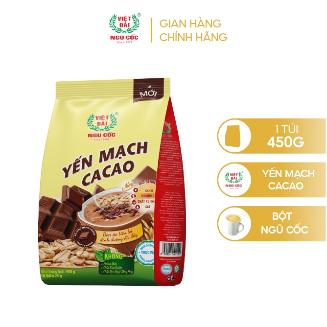 Bột ngũ cốc yến mạch cacao việt đài túi 450g