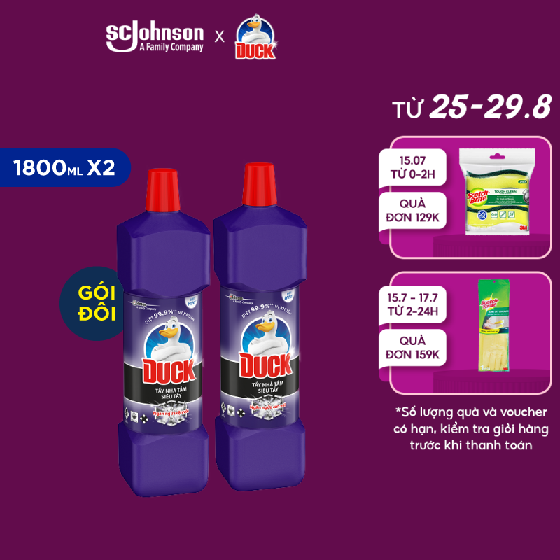 DUCK Combo 2 Tẩy Rửa Nhà Tắm Siêu Tẩy Pro 1800ml/chai