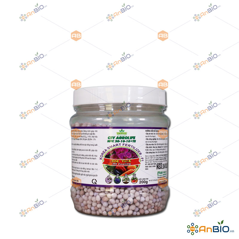[HCM]PHÂN TAN CHẬM HÀN QUỐC NPK 20-10-10 + TE Hũ 200g - A4.1018
