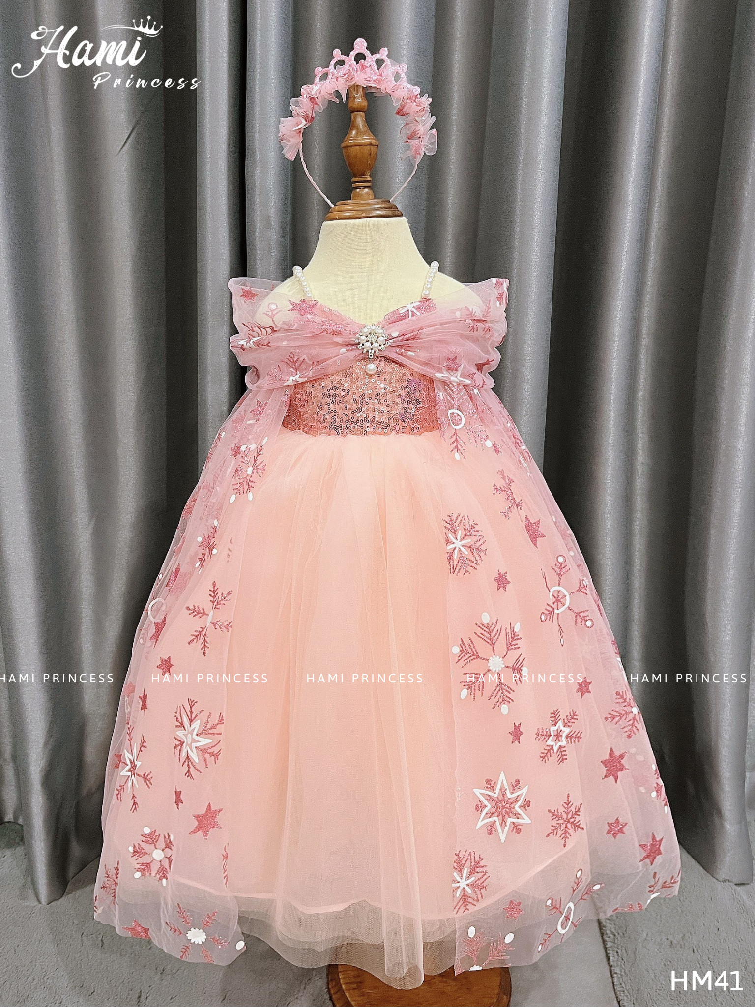 Váy công chúa elsa hồng hm41 đáng yêu cho bé gái hami princess ❤️ tặng kèm phụ kiện