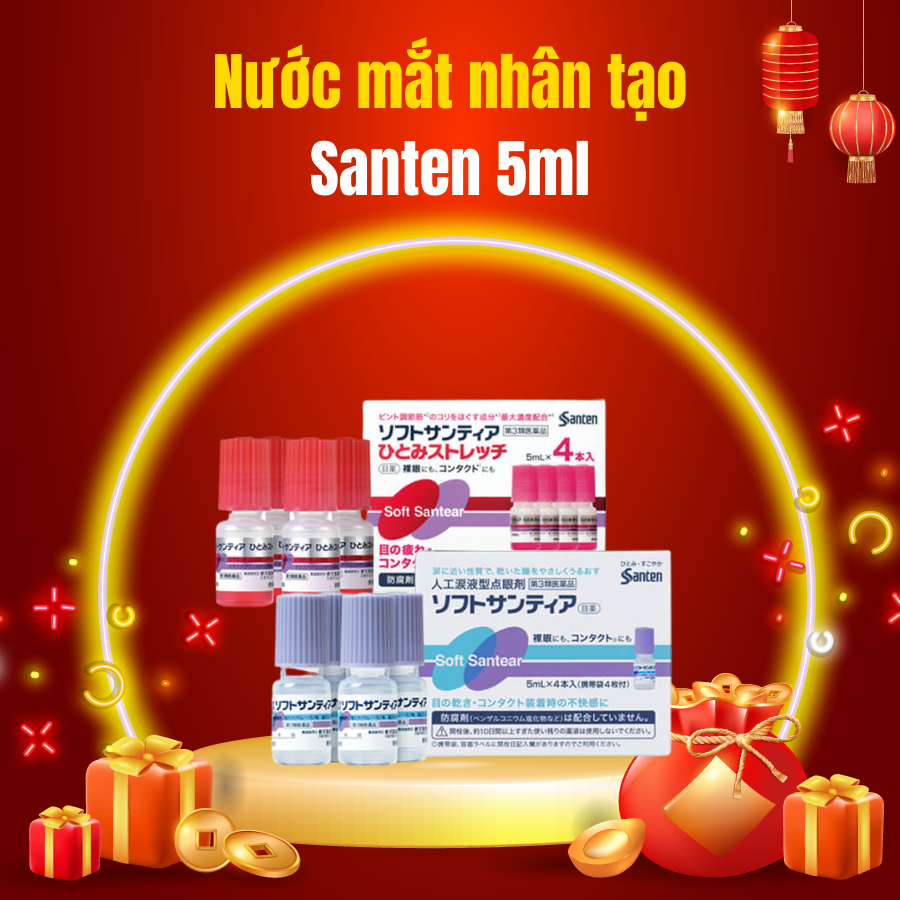 Nước Nhỏ Mắt Nhân Tạo Giảm khô, giảm mỏi mắt Santen Soft Santear Nhật Bản