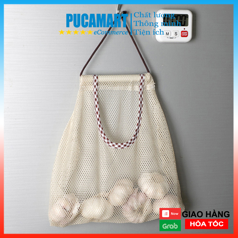 [HCM]Túi Lưới Đựng Hành Tỏi, Túi Đựng Mỹ Phẩm Trang Trí Decor, Túi Lưới Thông Giá Tốt Cho Trái Cây, Rau Củ, Túi Có Thể Kéo Dài Ra Đựng Được Nhiều Hơn Tiện Dụng - PucaMart