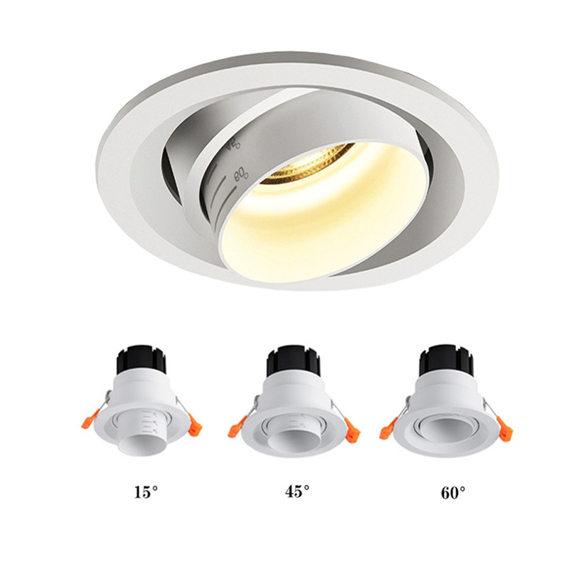 Zoom beam angle adjustable 15/45/60 degrees led cob recessed downlight 10w 12w 15w led ceiling spot light for picture backgroun
