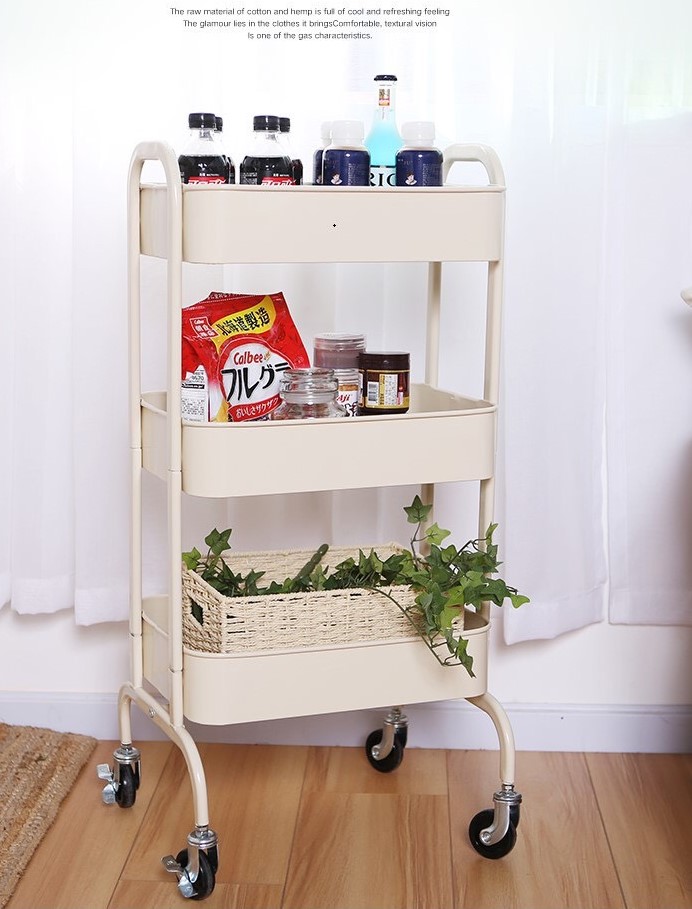 [HCM]Kệ (Giá) đựng đồ bỉm sữa Đa Năng 3 tầng cho Mẹ & bé có Bánh Xe và Tay Đẩy 2020