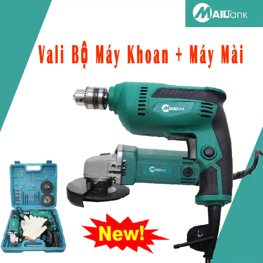 Bộ khoan cắt Bộ máy khoan và máy cắt mài , Combo máy khoan 13ly 550w chế độ đấm, khoan đảo chiều, điều tốc + máy mài góc, cắt đa năng 600w siêu tiện lợi + Tặng kèm mũi khoan mài