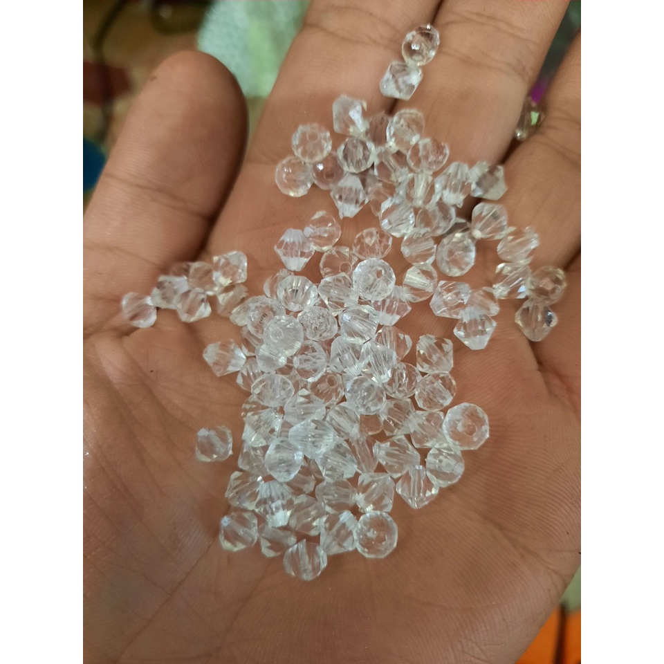 100Gram hạt cườm nhựa giả pha lê nón 6mm