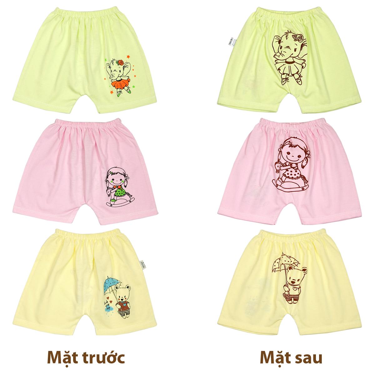 Combo 10 Quần đùi mùa hè IN MÔNG chất cotton cho bé trai bé gái từ 3-13kg- 10QĐIM55 - quần mùa hè cho bé