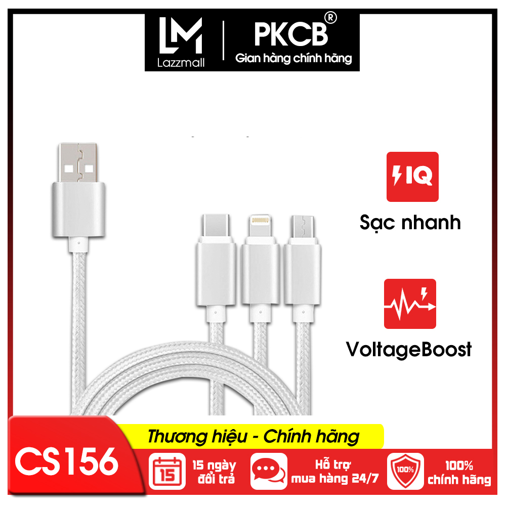 Cáp sạc 3 trong 1 cho IOS, Android Type C cable  Hàng Chính Hãng