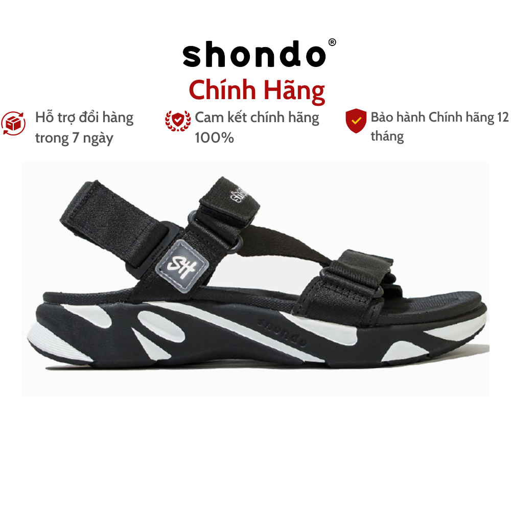  Giày Sandals nam nữ  Shondo F8 Ver 2 Đen Trắng F8M1012 shondo nam nữ chính hãng 