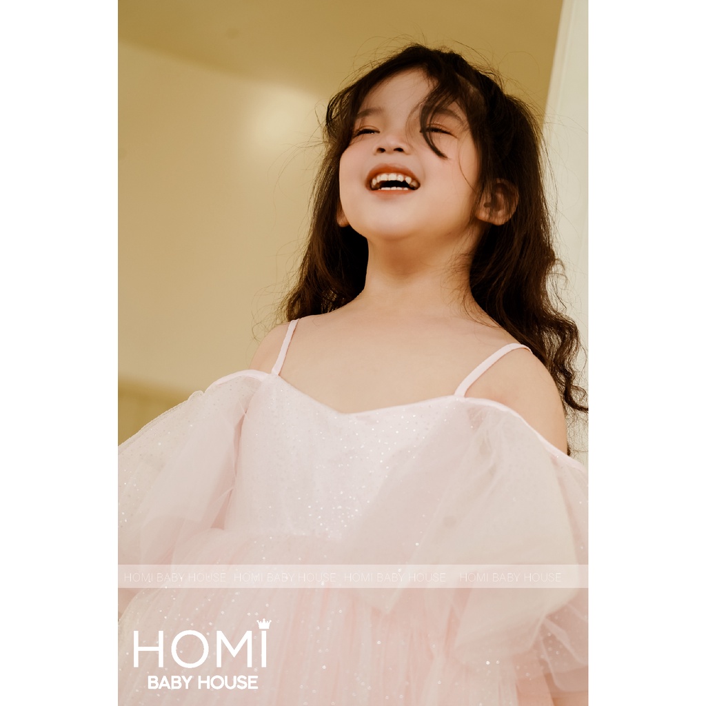 HOMI - Đầm công chúa trễ vai màu hồng cho bé