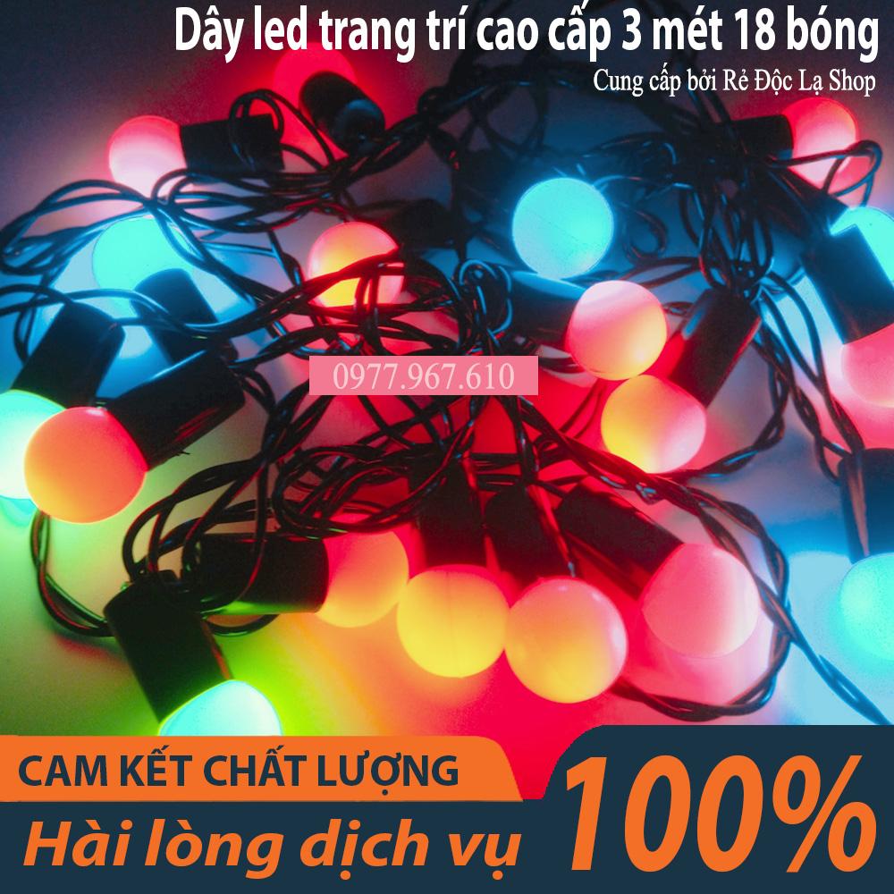 [HCM]Dây đèn Led trang Bi cao cấp dài 3 mét 18 bóng siêu bền bao đứt chống nắng mưa thích hợp trang trí noel lễ tết sinh nhật (N007)