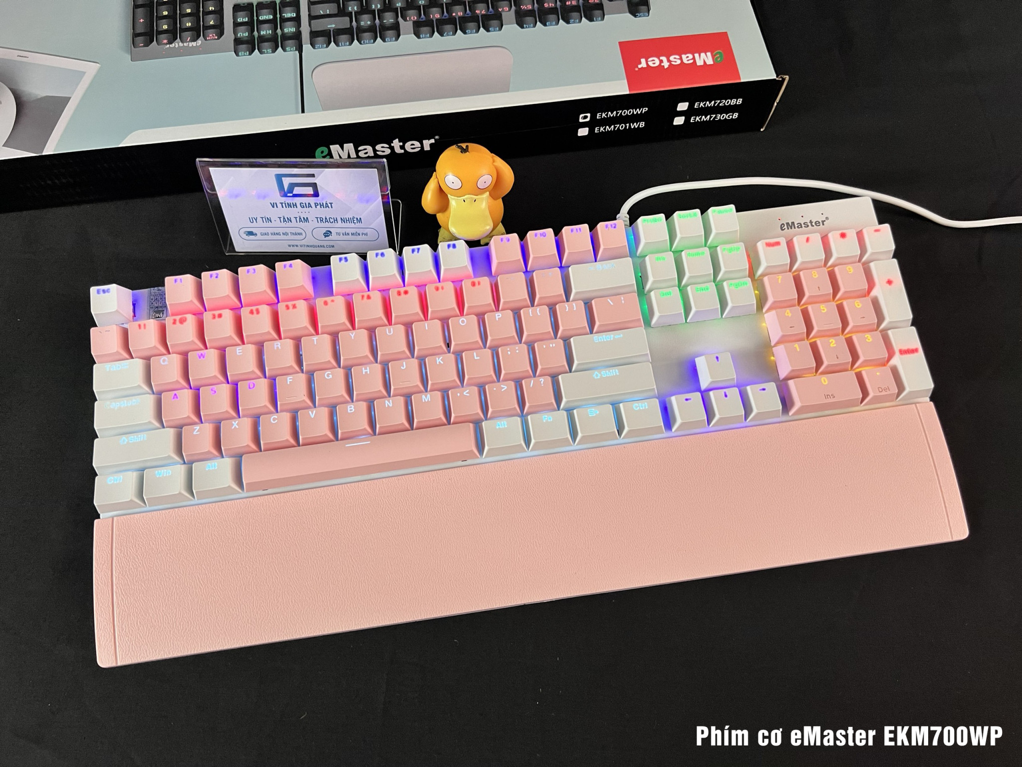Bàn phím cơ gaming emaster ekm700wp hồng - trắng