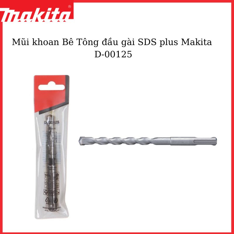 Chính hãng - mũi khoan bê tông đầu gài sds plus 8mm x110mm makita d-00125