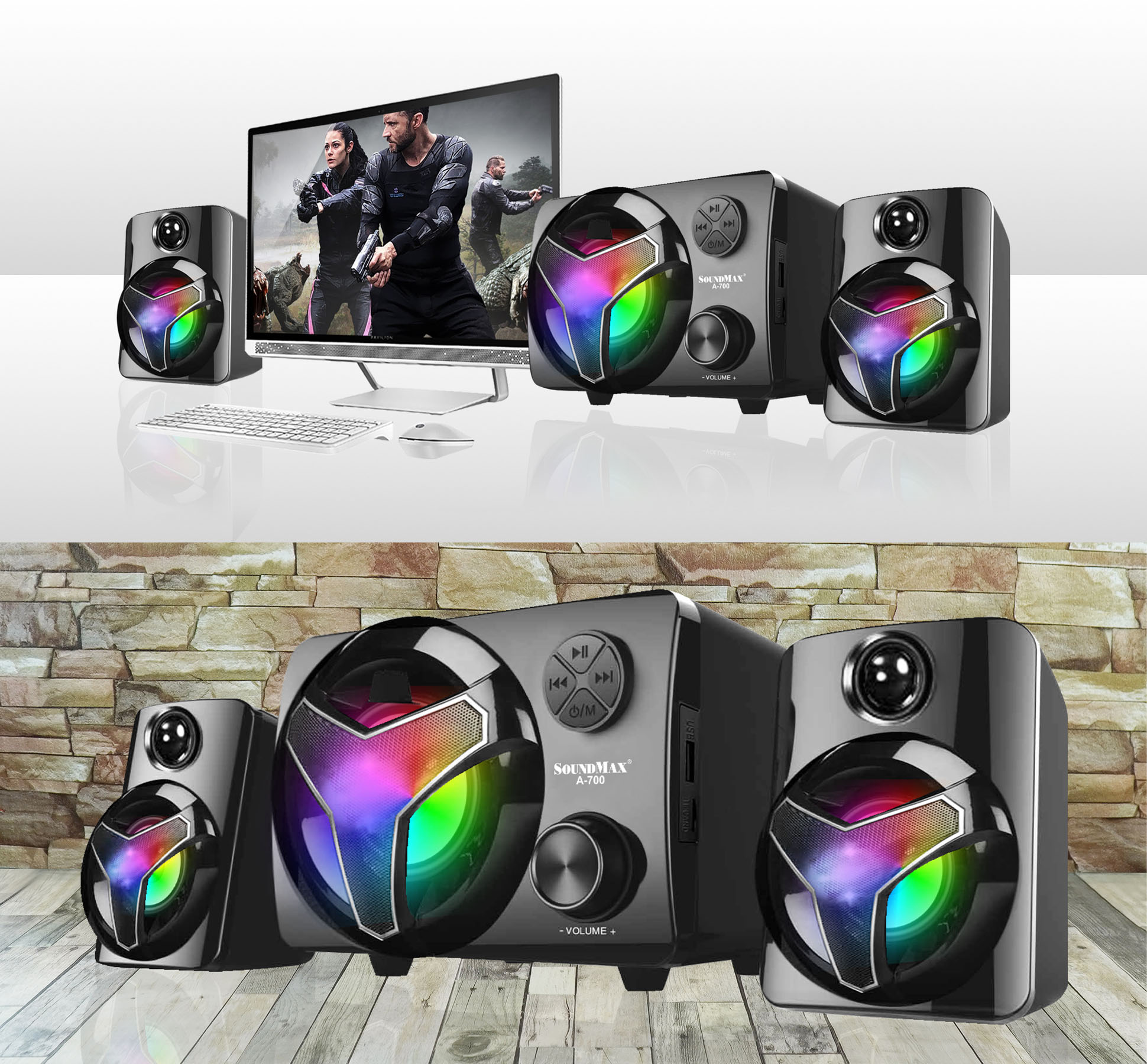 Loa vi tính 2.1 soundmax a700 hỗ trợ bluetooth, thẻ nhớ , usb – hàng chính hãng