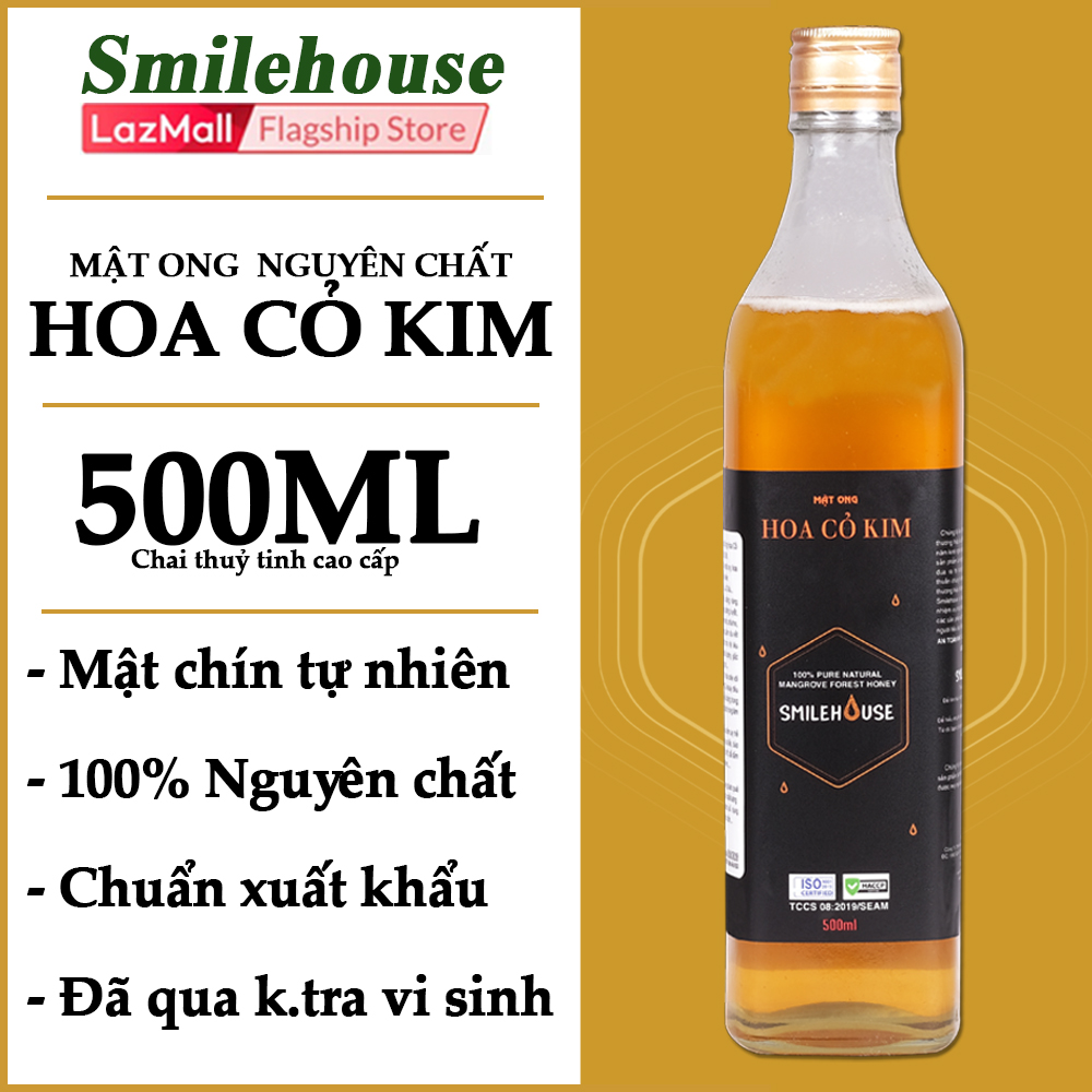 Mật ong nguyên chất hoa cỏ kim Smilehouse 500ml chai thủy tinh, nguyên chất, an toàn, cam kết đúng chất lượng, chăm sóc da, chăm sóc sức khỏe, siêu tiết kiệm.
