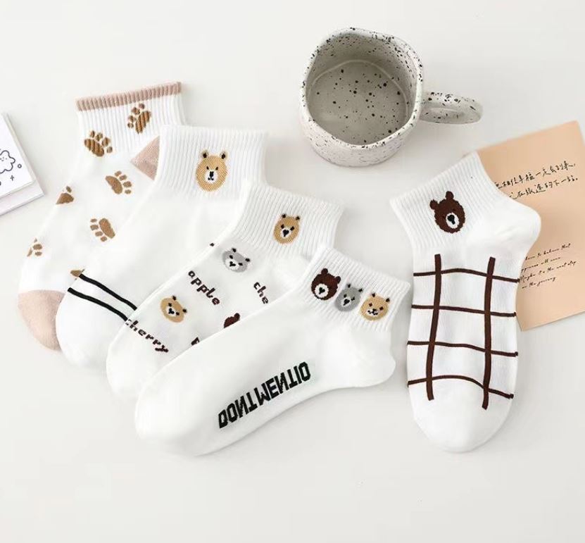 Set 10 đôi tất vớ nữ ngắn cổ mix gấu s9 siêu hot
