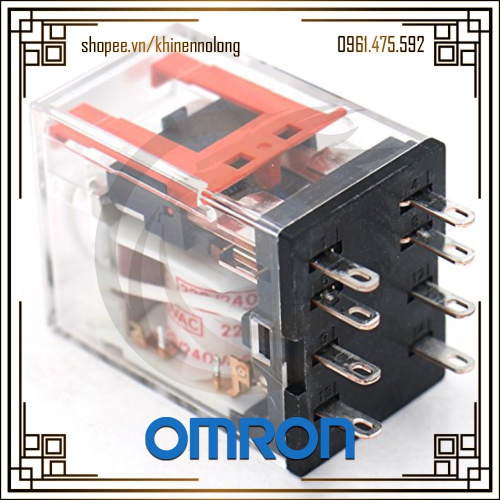 Rơ le trung gian 8 chân dẹt nhỏ omron my2n 12v/24v/110v/240v + đế pyf08a