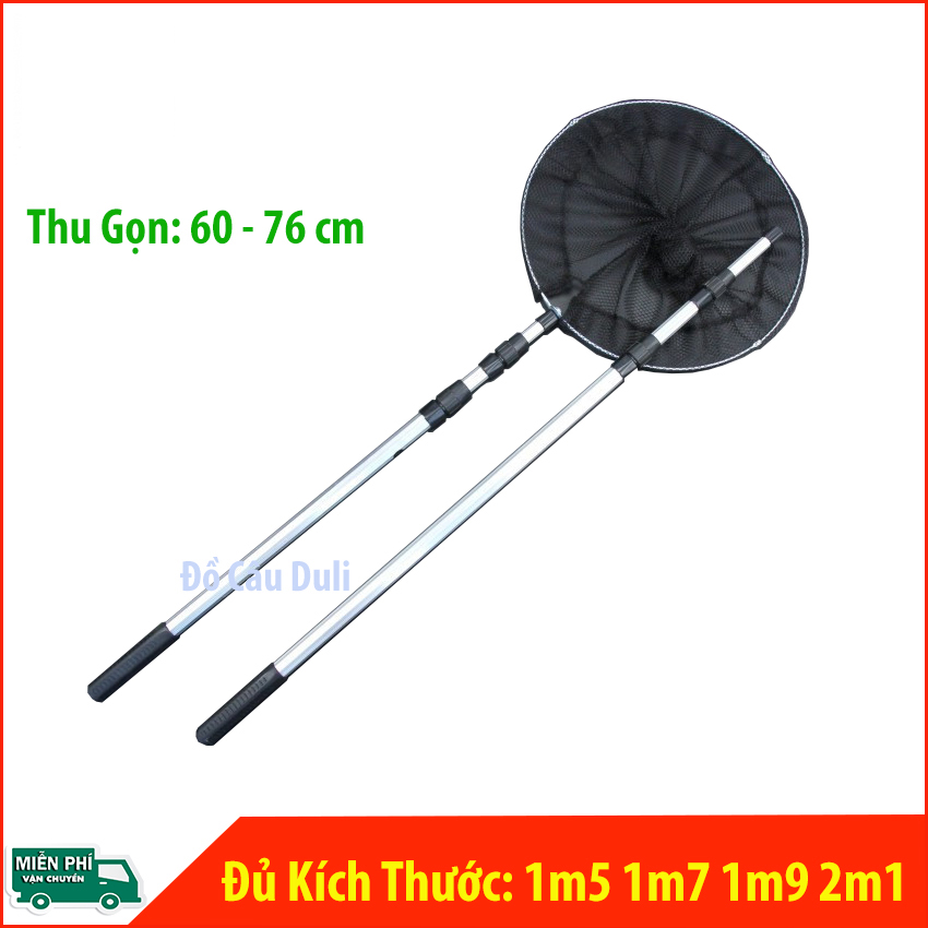 Vợt cá gấp gọn - vành tròn lưới mắt nhỏ đủ kích thước 1m5 1m7 1m9 2m1