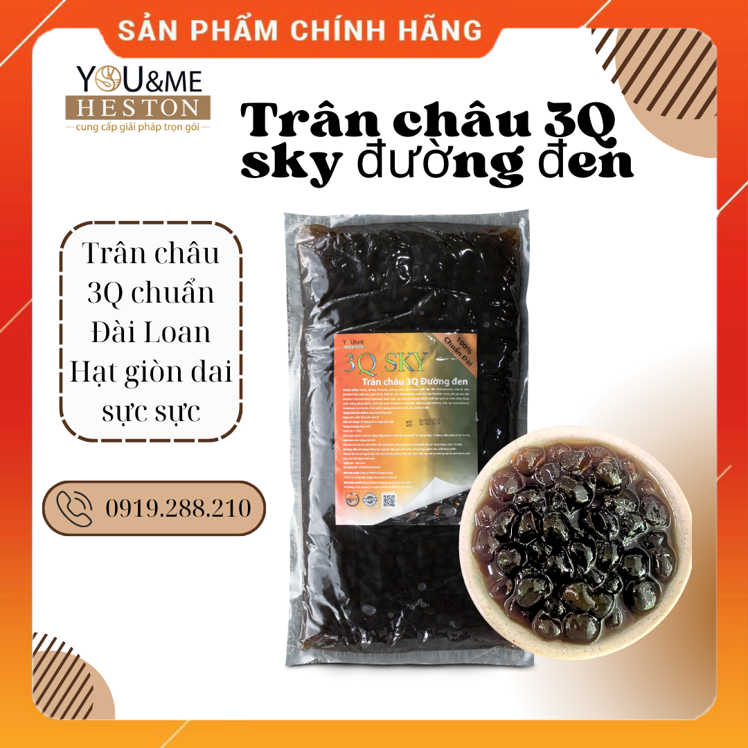 Trân châu 3Q Sky vị đường đen túi 2kg giòn dai