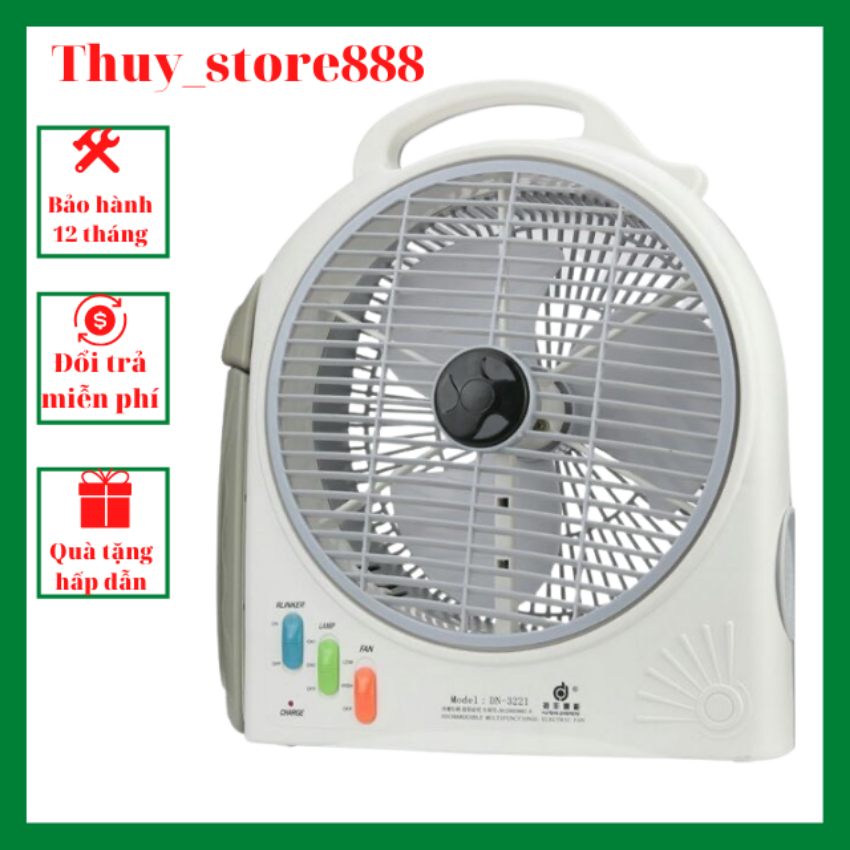 Quạt tích điện 2 bình acquy có đèn led - Sử dụng trên 8h Thuy_store888