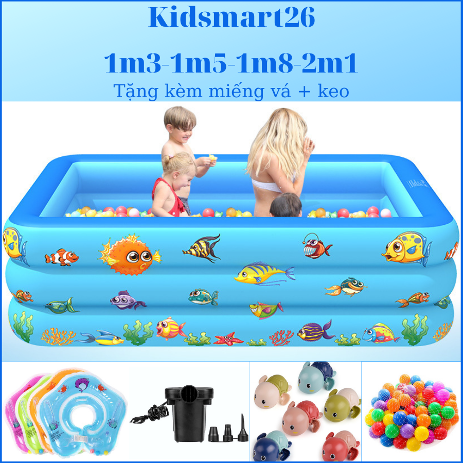 Bể bơi thành cao cho bé, Bể bơi, Hồ bơi cho bé 3 tầng 1m8, 2m1 đáy 2 lớp chống trơn trượt.