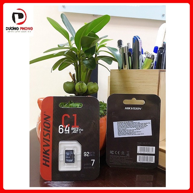 Thẻ Nhớ HIKVISION 64GB C1 Upto 92MB/S Chuyên Dụng Cho Camera IP
