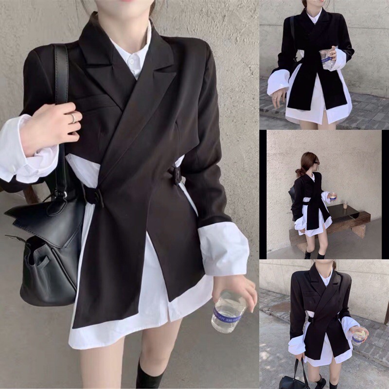 SET ÁO VEST 2 tà chéo nhau, 2 lớp KÈM ÁO TRẮNG
