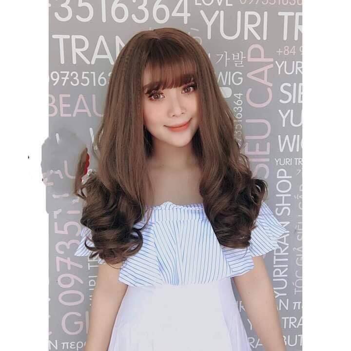 Tóc giả nữ cả đầu ❤️ tóc giả nguyên đầu xoăn 40cm 8243