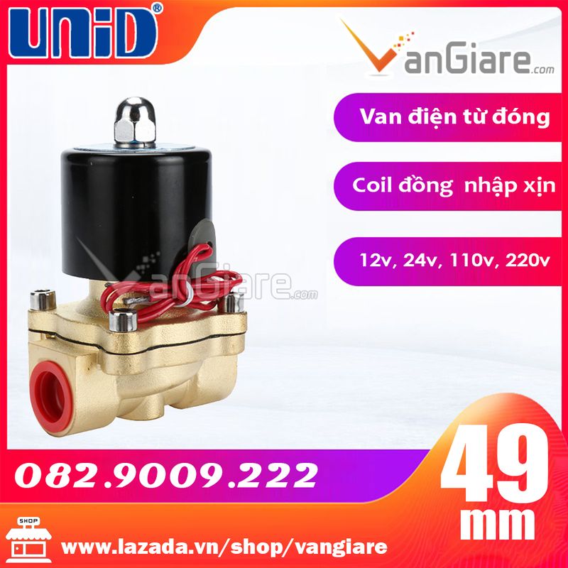 Van điện từ phi 49 uw40 uni-d, thường đóng, 24v 220v