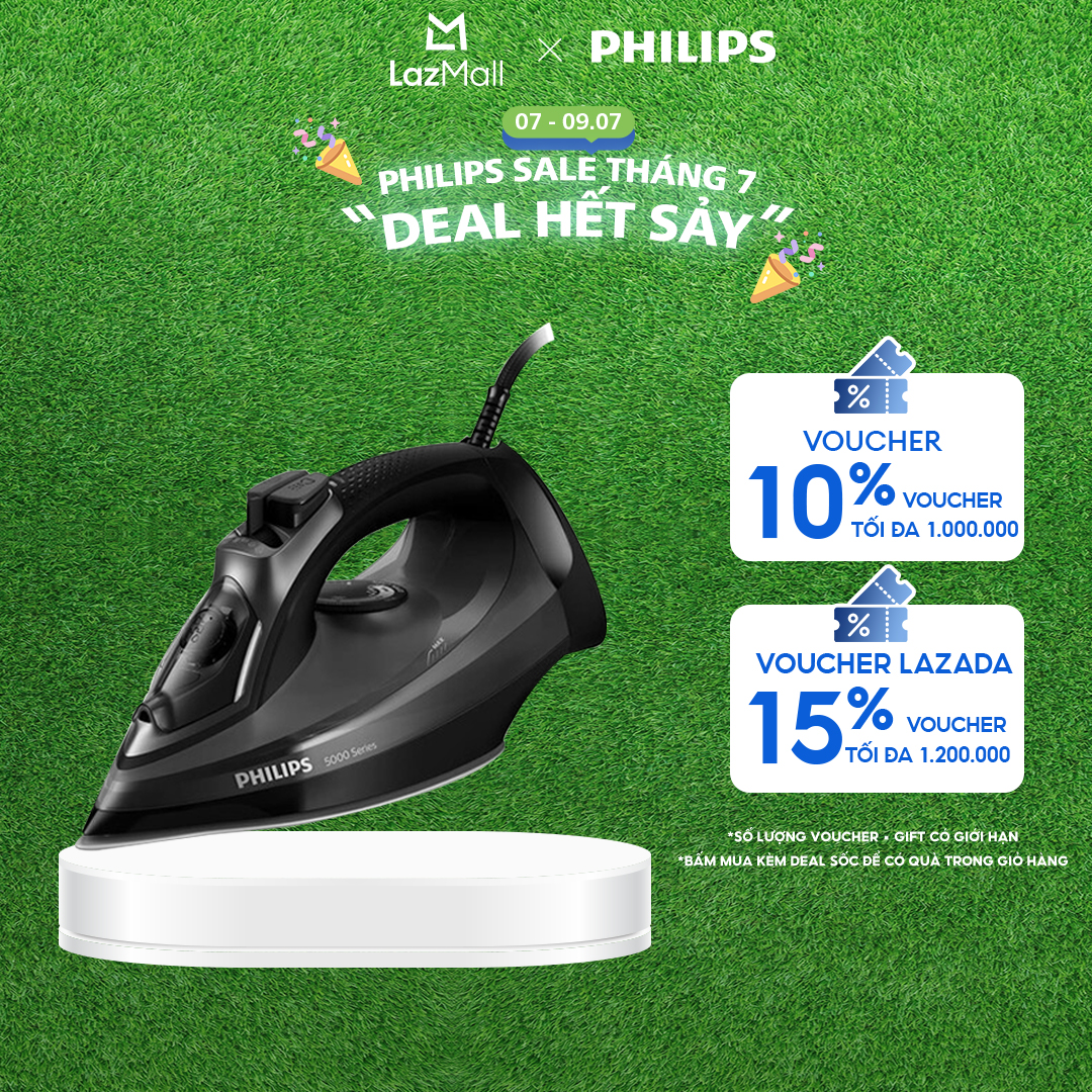 Bàn Ủi Hơi Nước Philips DST5040/80 - Công Suất 2600W - Hơi Phun 45G/Phút - Tăng Cường 200G/Phút - Mặt Đế SteamGlide Plus Chống Xước - Hàng Phân Phối Chính Hãng