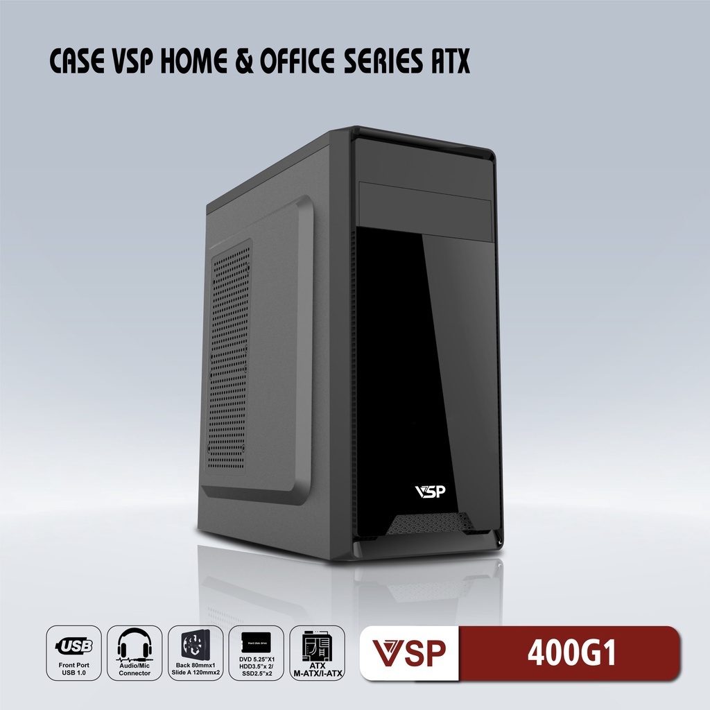 Vỏ nguồn case máy tính vsp 400g1 chuẩn atx gắn được dvd