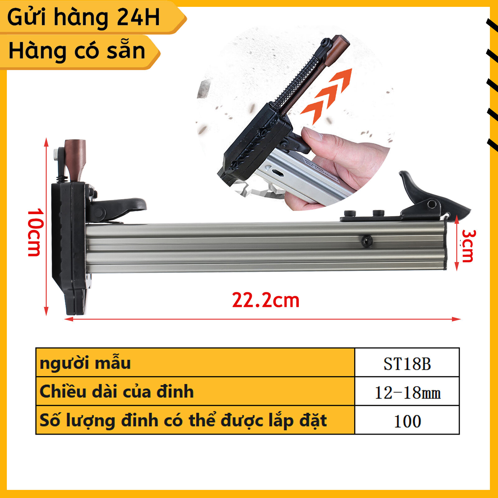 Đóng đinh tường ,Súng bắn đinh bằng thép bằng tay Đinh tay Vận hành Xi măng Bấm kim Công cụ đóng đinh để tự làm đồ nội thất trang trí nhà cửa