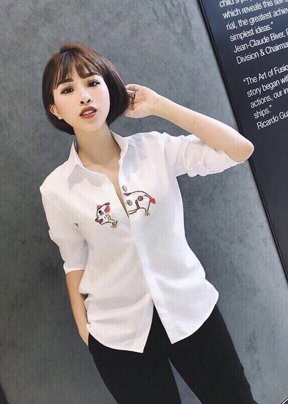 Áo somi trắng cổ đức thời trang 2019 ad