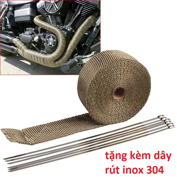 Vải Cuốn cổ pô chịu nhiệt 1200 độ C - độ cafe racer, độ xe cổ, honda 67, win, street tracker ( giá bán 1 mét)