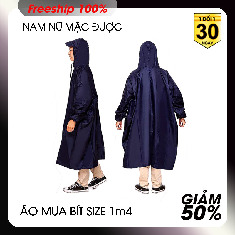 Áo mưa bít Size 1m4 - Chất liệu vải dù - Nặng 0.7 kg - Bền chắc đẹp - Kèm video sản phẩm