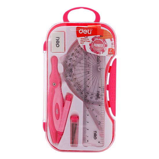 Bộ dụng cụ eke hộp nhựa chì gỗ deli g30204