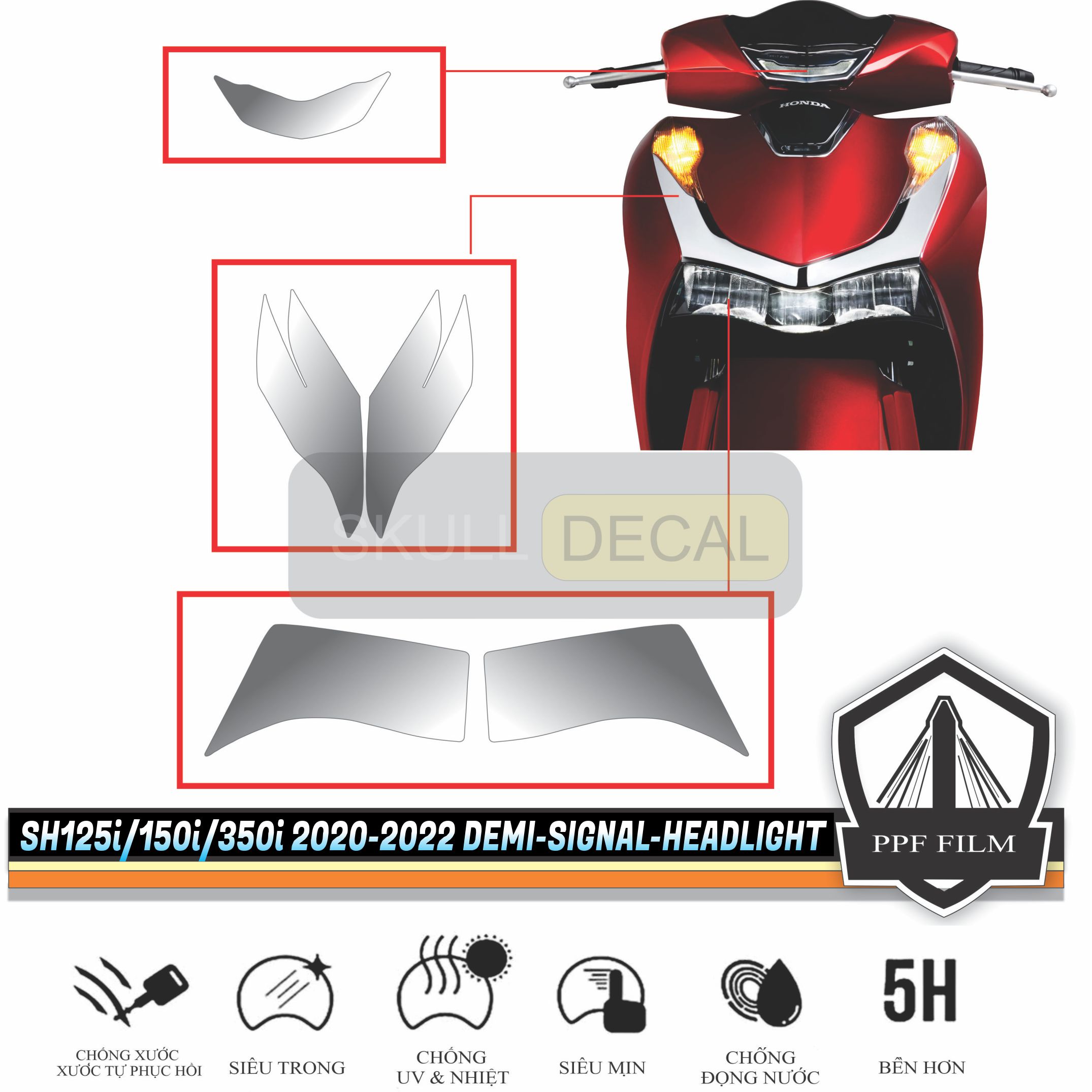 Miếng dán PPF bảo vệ DEMI XI NHAN ĐÈN PHA SH 2020 2021 2022 SH150I SH125I SH350I - HONDA SH 125I SH 150I SH 350I
