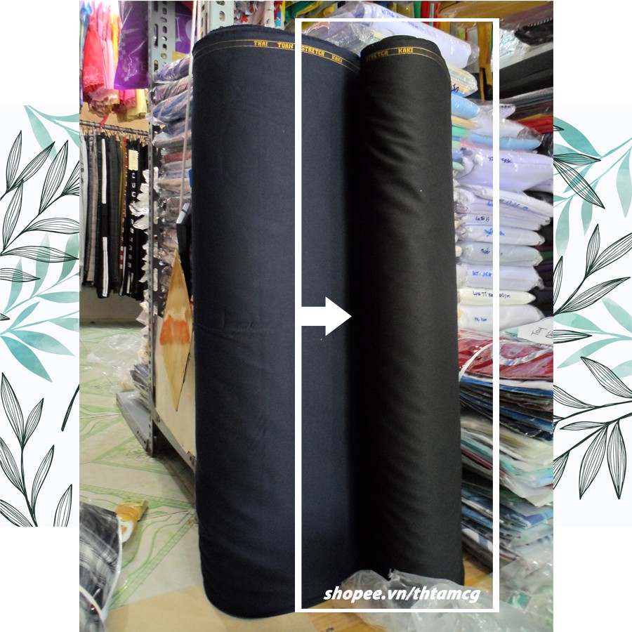 Vải quần tây thái tuấn stretch kaki màu đen