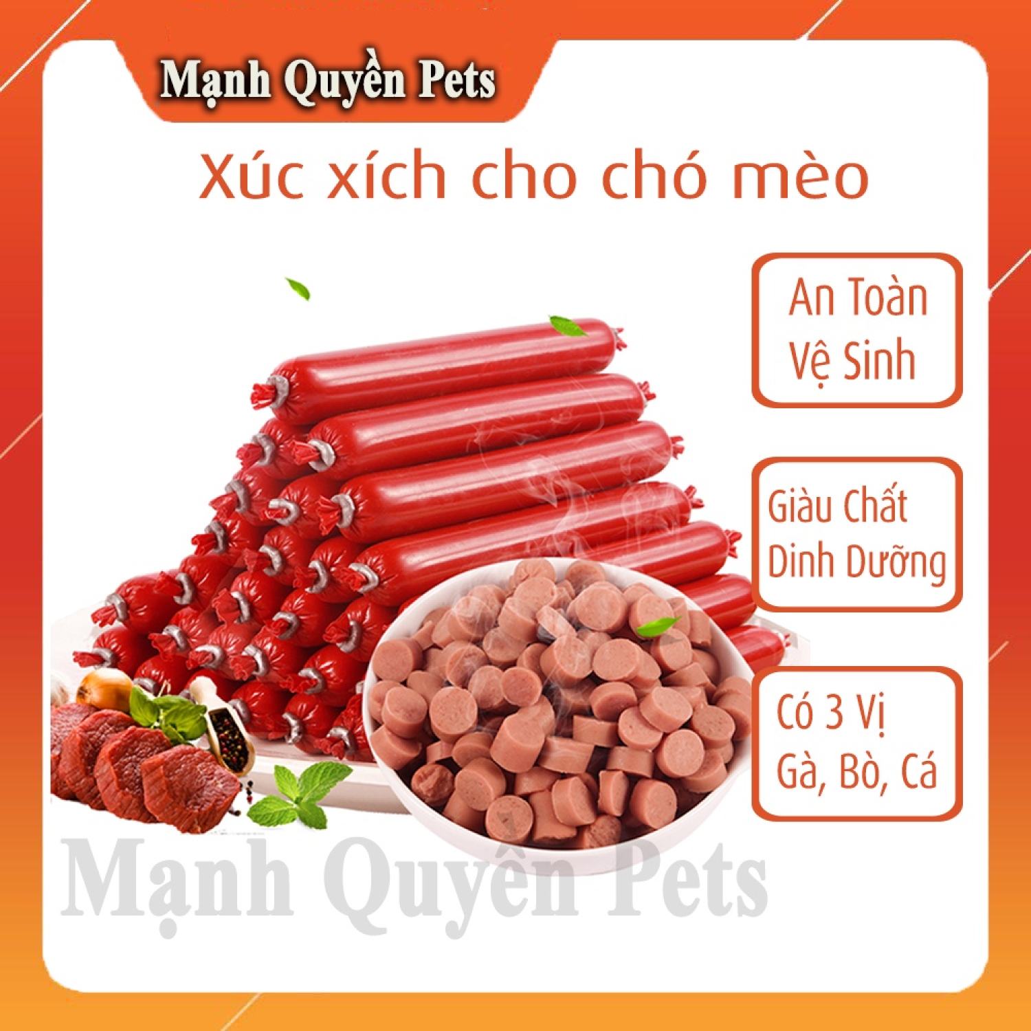 Xúc xích chó mèo, xúc xích ăn liền dành cho thú cưng, thức ăn chó mèo - 15g