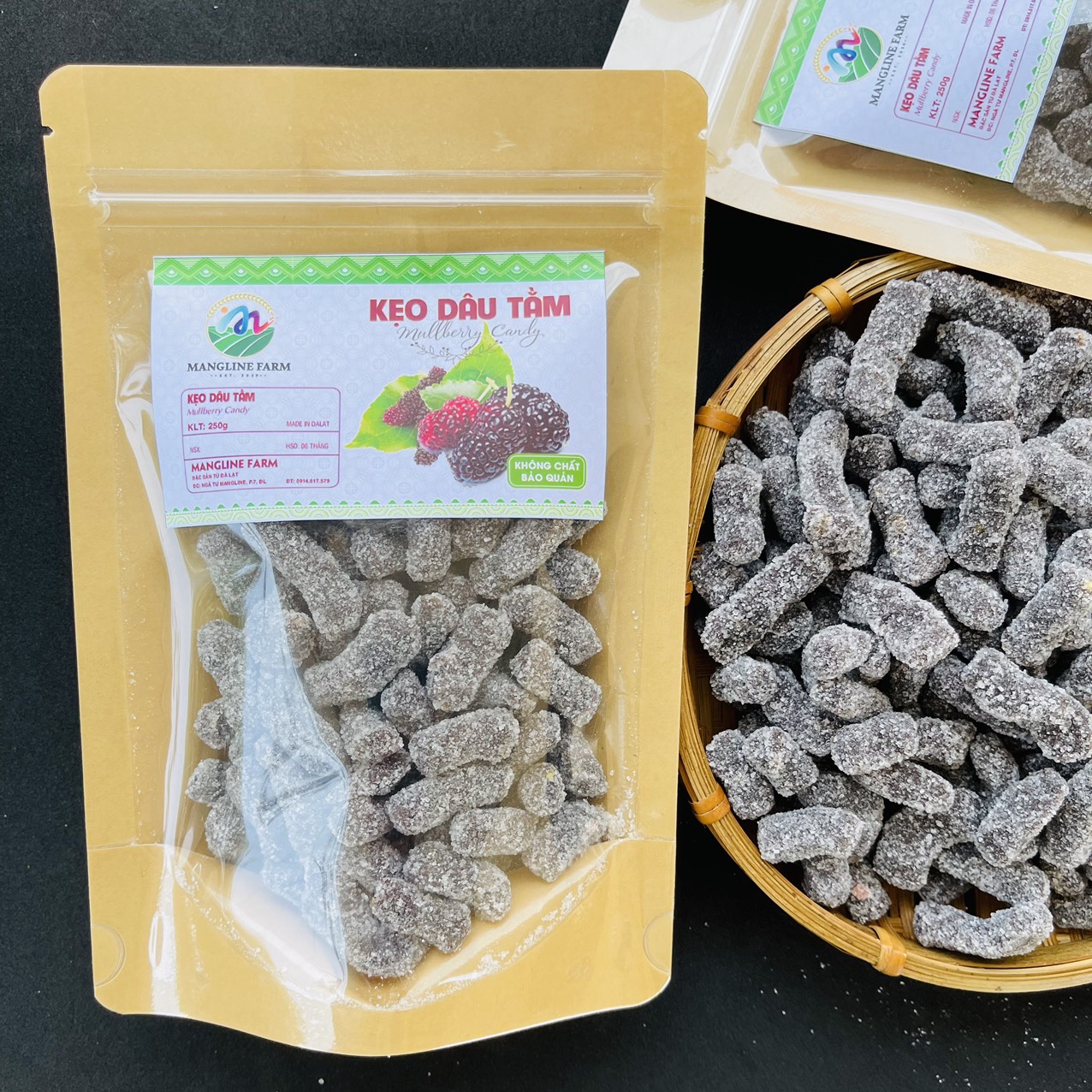 Kẹo dâu tằm Mangline Farm Đà Lạt 1 kg Đồ ăn vặt nội địa, thơm ngon, mềm dẻo, an toàn vệ sinh, Đặc sản Đà Lạt