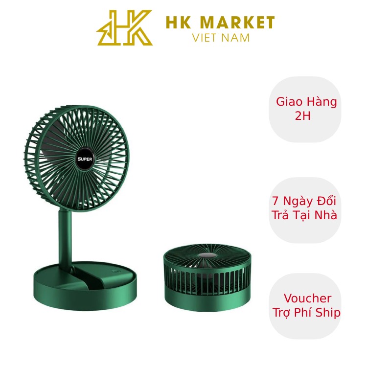 Quạt tích điện gấp gọn 3 cánh để bàn super mini